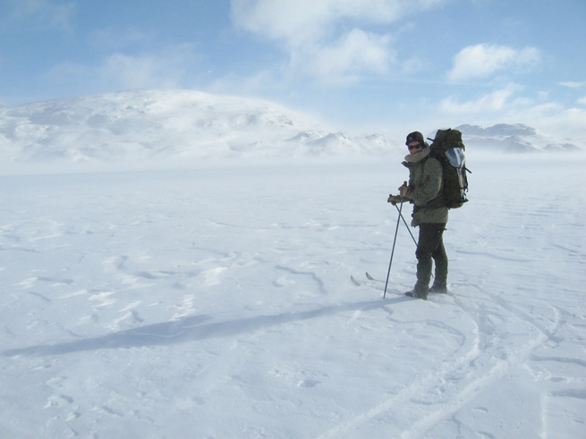 Paul Kirtley on skis in snowy mountain terrain, Norway