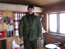 duvet jacket inside hut