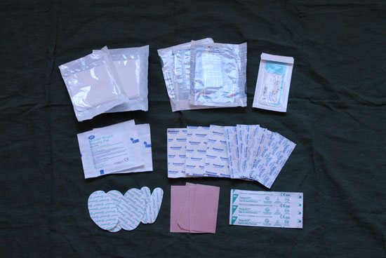 Section of the medical kit for dealing with cuts, burns and blisters.