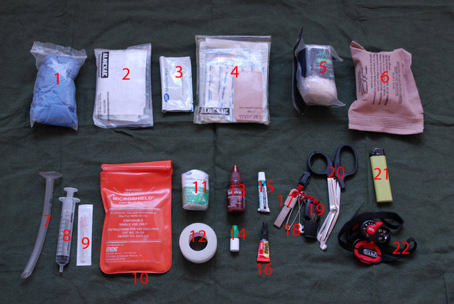 Contents of Paul Kirtley's Personal Wilderness First Aid Kit