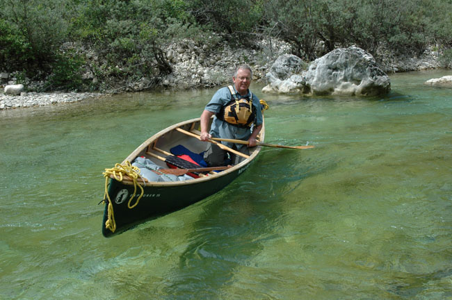 Ray Goodwin in a canoe