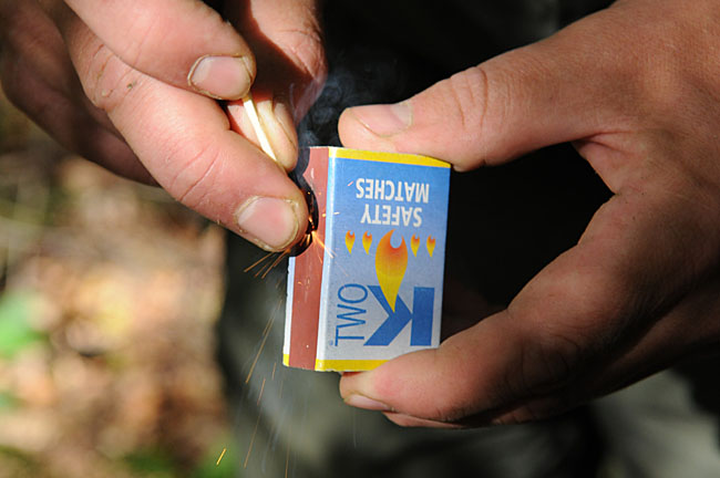 Lighting a campfire with one match