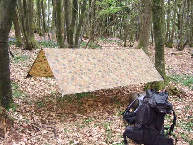 Paul Nicholl's tarp set up on his bushcraft course