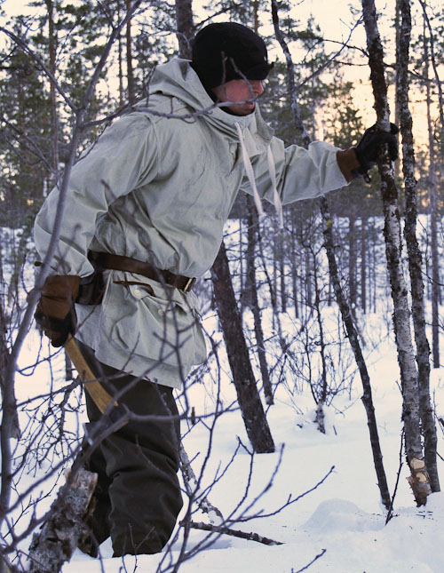 Barry Smith in the Swedish army snow smock
