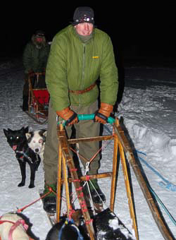 Barry Smith in Trakker jacket dog-sledding