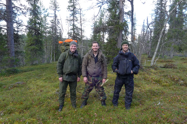Paul Kirtley and colleagues on a hiking trip in the northern forest of Sweden