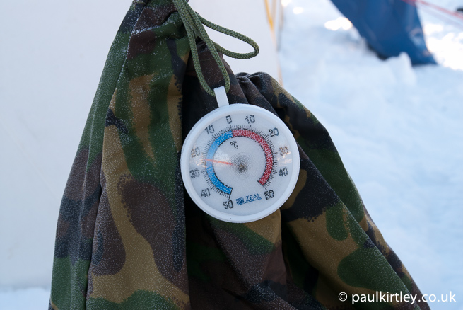 Thermometer showing minus 20 Celsius.