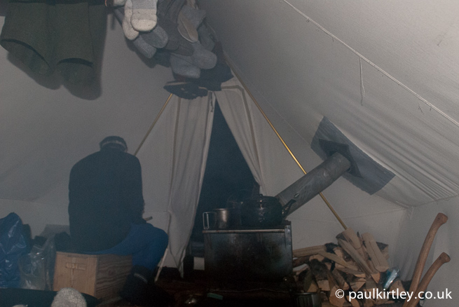 Tent filled with smoke