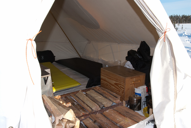 Heated tent shop