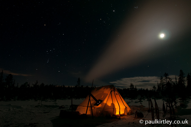Tent at night.
