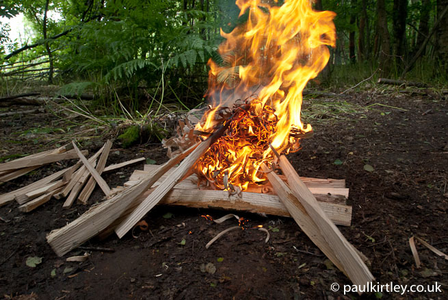 Lighting A Fire With Feathersticks