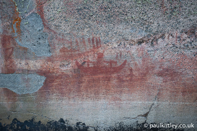 Atery Lake canoe man pictograph found on the Bloodvein river