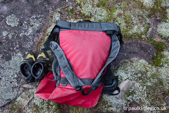 Portage pack covered with frost