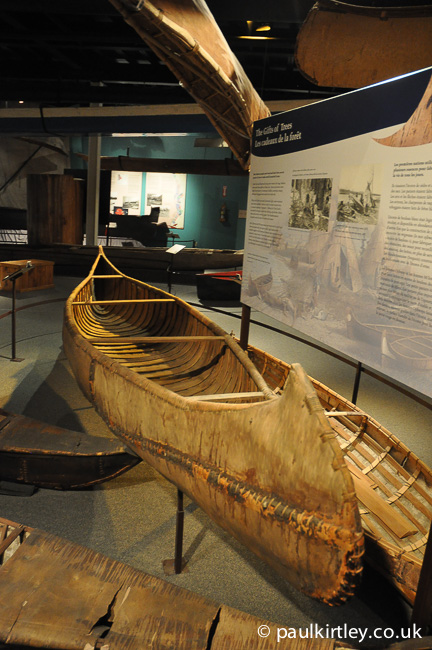 Birch bark canoe in canoe museum