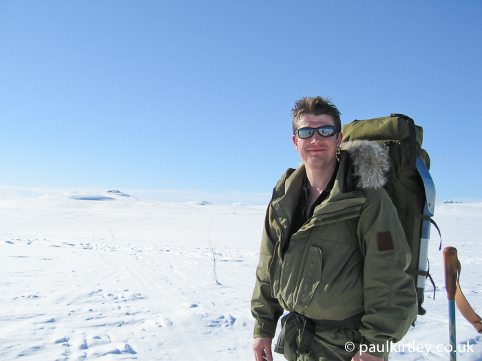 Paul Kirtley in sunshine on the Hardangervidda