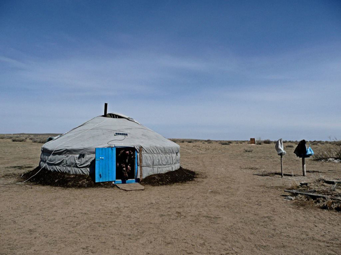 Yurt with solar panel