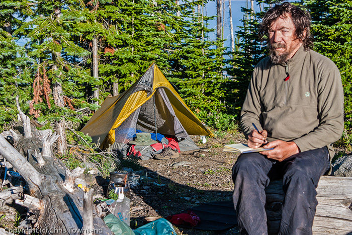 Chris Townsend camping on the PNW trail