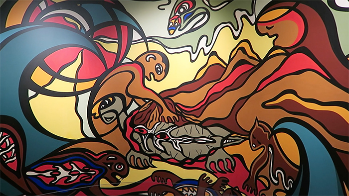 Colourful Native Art Mural At The Manitoba Museum