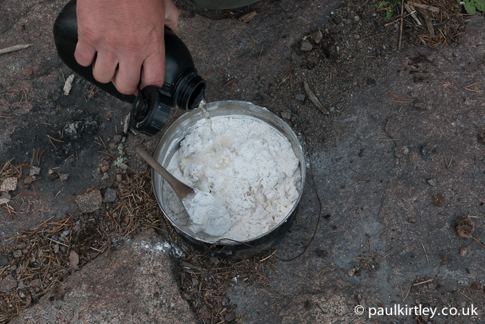 Once the flour and initial water is as consolidated as possible, add some more water. Photo: Amanda Quaine.