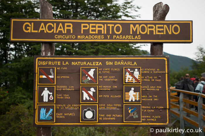 Sign at Perito Moreno glacier