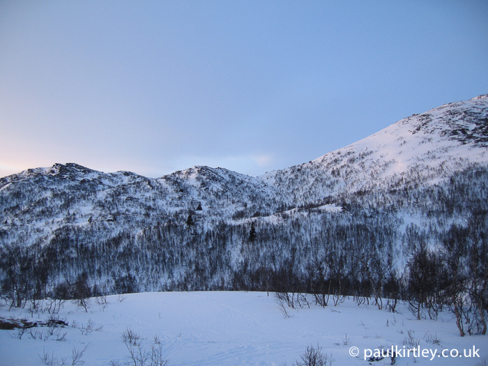 Sparse birch woods cover these hillsides in Norway. Photo: Paul Kirtley.