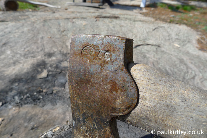 Rusty axe head on a Gransfors SFA