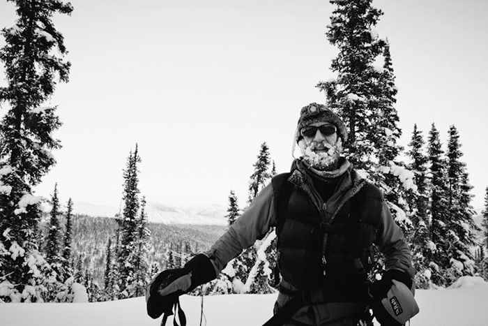 Man with hat, sunglasses, mittens and frosted beard - Mark Hines