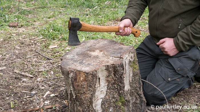 Working on the part of the block opposite your body, puts a lot more wood between you and the axe.