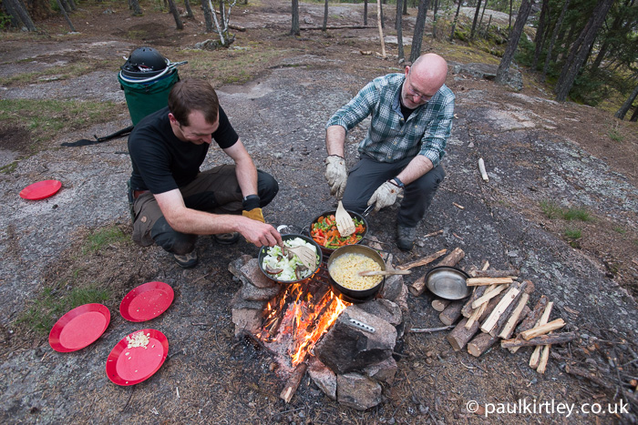 Campfire cooking on a canoe trip in Canada