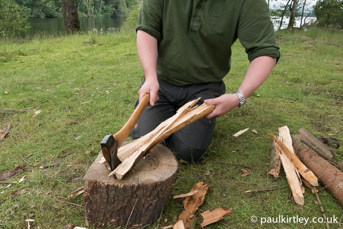 small diameter wood splitting with axe