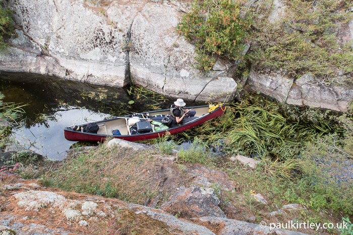 Canoe in rock crack