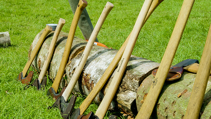 Line up of axes from Gransfors and Hultafors