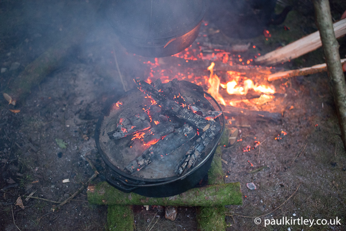 Dutch oven with embers