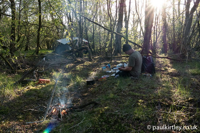 Wild camping in the woods near the river Tay