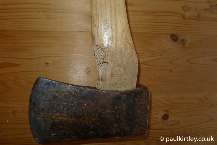 Axe with handle damage