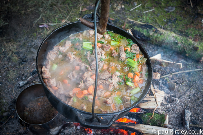 beef stew on the fire