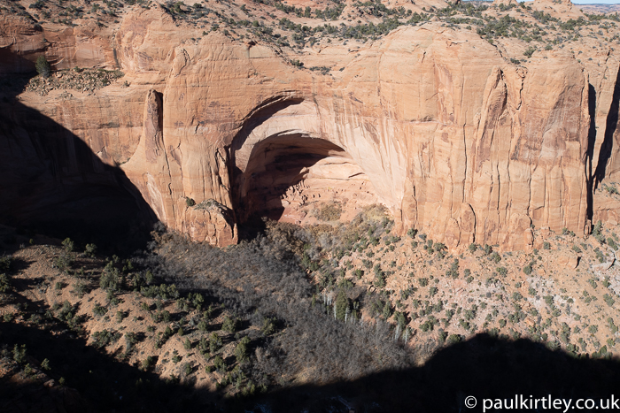 Large rock alcove containing Ancestral Puebloan cliff dwelling