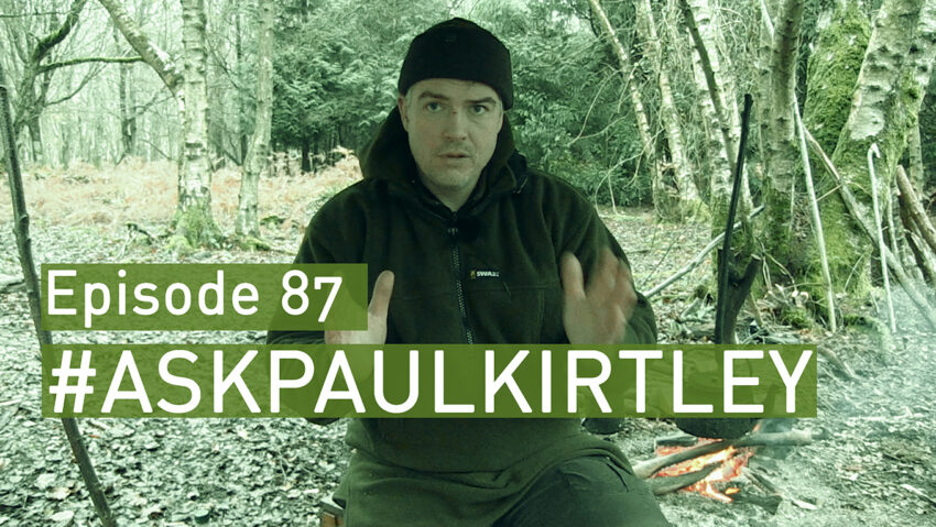 Paul Kirtley bushcraft instructor answering questions about when to upgrade a Small Forest Axe, recommended thread for both fixing gear and fishing line, the expected lifespan of a Bahco Laplander saw, and why do my podcasts play too fast?
