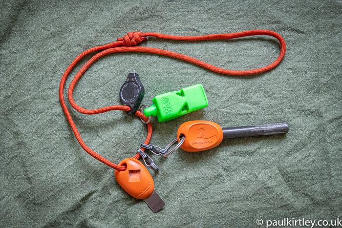 Paul Kirtley pocket lanyard system for ferro rod, whistle and microlight