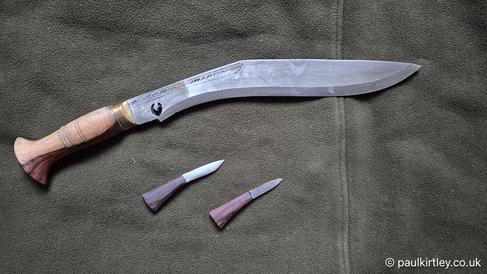 Gurkha Kukri knife and companion tools.